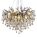 Люстра черная с прозрачными стеклянными подвесками в форме капель FAIRYTREE Light варинант исполнения - 3 | Loft Concept в Костроме