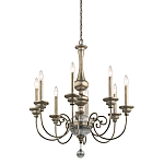 Люстра серебряного цвета с состаренным эффектом и декоративным подвесным шаром Kichler варинант исполнения - 1 | Loft Concept в Костроме