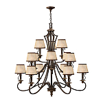 Люстра бронзового цвета с бежевыми абажурами из органзы в классическом стиле Hinkley варинант исполнения - 2 | Loft Concept в Костроме