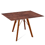 Стол обеденный с коричневой прямоугольной столешницей из керамики на четырех деревянных ножках Brown Ceramics варинант исполнения - 1 | Loft Concept в Костроме