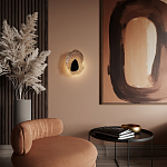 Бра с волнообразным стеклянным плафоном и вставкой из мрамора Liquid Stone варинант исполнения - 15 | Loft Concept в Костроме