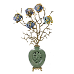 Ваза зеленая с бронзовыми ветвями и фарфоровыми рыбками Eden Garden варинант исполнения - 1 | Loft Concept в Костроме