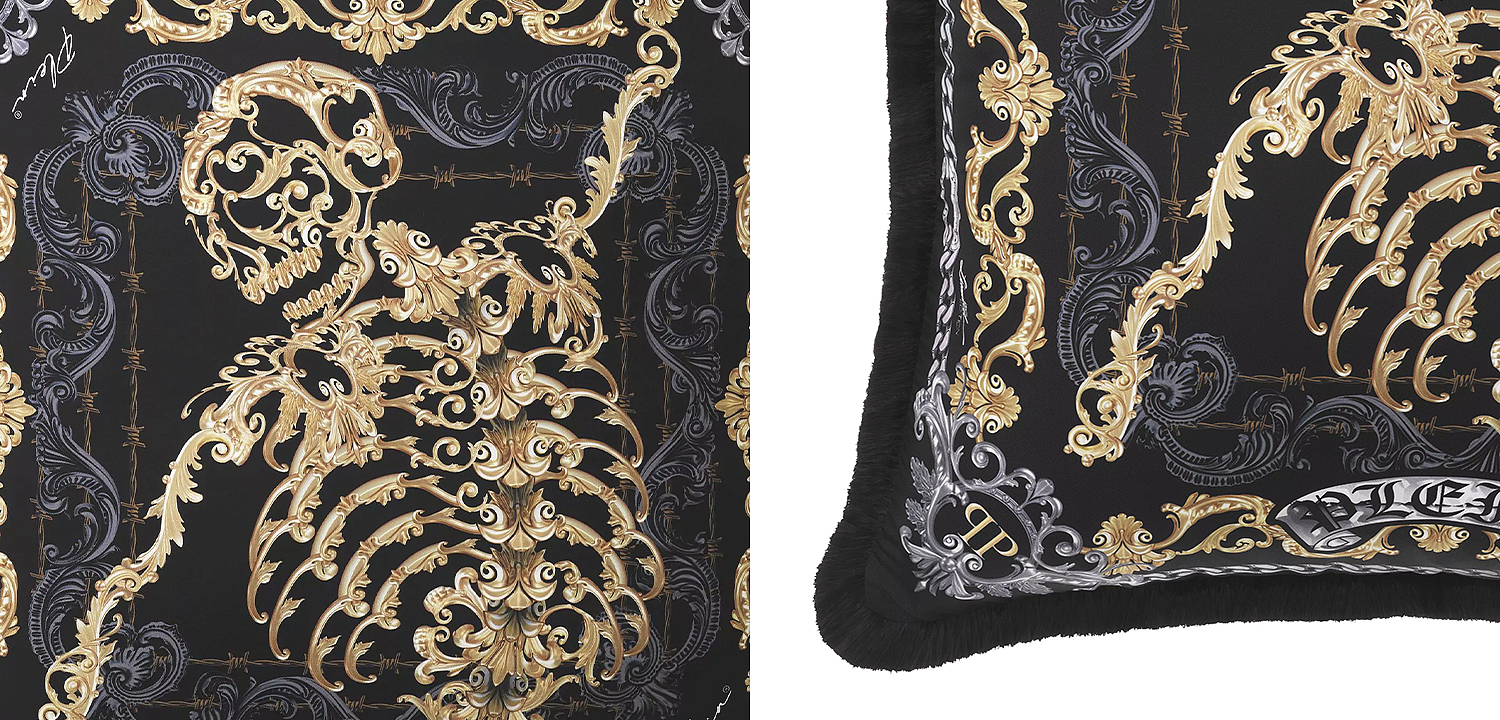 Подушка Philipp Plein Cushion Silk Skeleton 50 x 50 cm Подушка Philipp Plein Cushion Silk Skeleton 50 x 50 cm - Loft-Concept в Костроме