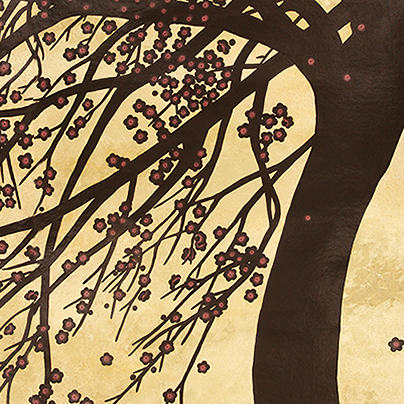 Обои ручная роспись Windswept Blossom Noir on Warm Gold gilded Xuan paper with pearlescent antiquing Обои ручная роспись Windswept Blossom Noir on Warm Gold gilded Xuan paper with pearlescent antiquing в Костроме | Loft Concept