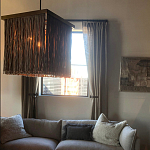 Люстра квадратная с бахромой и подвесом из деревянных бусин Psyche варинант исполнения - 3 | Loft Concept в Костроме