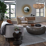 Круглая люстра волнистой формы с декором из круглых деревянных бусин White Wooden Beads Chandelier варинант исполнения - 2 | Loft Concept в Костроме