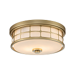 Потолочный светильник для ванных комнат цвета латунь в виде металлической клетки с геометрическими узорами Quoizel варинант исполнения - 1 | Loft Concept в Костроме