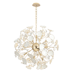Люстра круглой формы с белыми и прозрачными лепестками цветов Диаметр 69 см Wintery flovers варинант исполнения - 1 | Loft Concept в Костроме