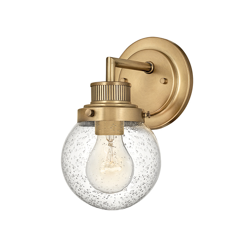 Бра для ванных комнат с прозрачным шарообразным плафоном из стекла с пузырьками на круглом основании Hinkley Хром Латунь Прозрачное Стекло в Костроме | Loft Concept 