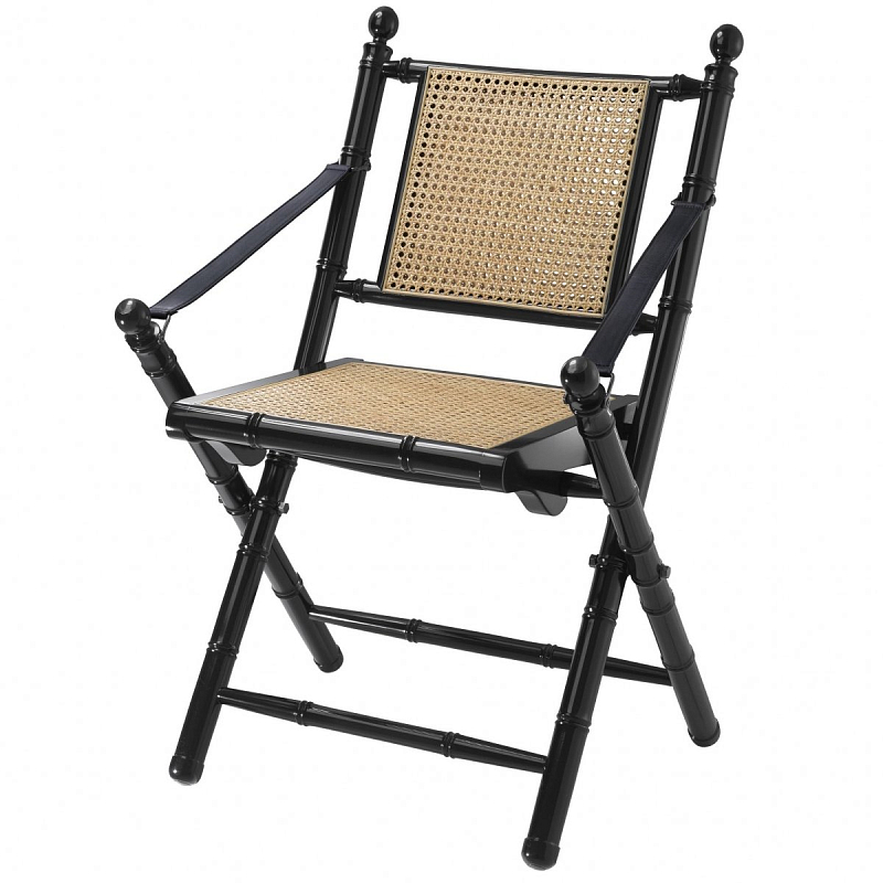 Стул Eichholtz Folding Chair Bolsena Black Черный Бежевый Стул Eichholtz Folding Chair Bolsena Black Черный Бежевый в Костроме | Loft Concept