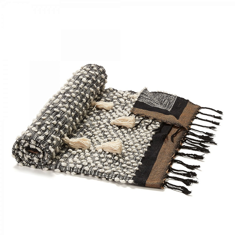Плед Plaid Boho Tassels Бежевый Коричневый Синий Плед Plaid Boho Tassels Бежевый Коричневый Синий в Костроме | Loft Concept