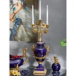 Подсвечник из темно-синего фарфора с бронзовыми элементами и цветами Eden Garden варинант исполнения - 4 | Loft Concept в Костроме