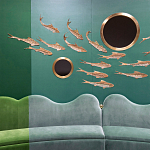 Обои с вышивкой ручной работы Deco Fish Original colourway варинант исполнения - 1 | Loft Concept в Костроме