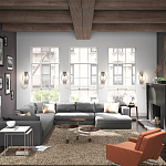 Бра цвета хром с круглой рамой и цилиндрическим прозрачным стеклянным плафоном на прямоугольном основании Feiss варинант исполнения - 4 | Loft Concept в Костроме