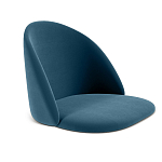 Барный стул со спинкой и металлической подставкой на 4-х деревянных ножках Синий Велюр Vendramin Chair варинант исполнения - 2 | Loft Concept в Костроме