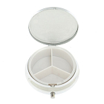 Таблетница карманная круглая с 3-мя отделениями и накладкой из натурального камня Апатит Голубой Silver Stone Pillboxes варинант исполнения - 3 | Loft Concept в Костроме