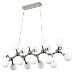 Линейная люстра с плафонами из стеклянных шаров Pearls Suspension Linear Chrome Chandelier варинант исполнения - 2 | Loft Concept в Костроме