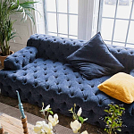 Трехместный диван темно-синий Campion Deep Blue Sofa варинант исполнения - 5 | Loft Concept в Костроме