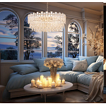 Круглая люстра с хрустальными подвесками на золотистом каркасе Gorgeous Crystal Light варинант исполнения - 13 | Loft Concept в Костроме