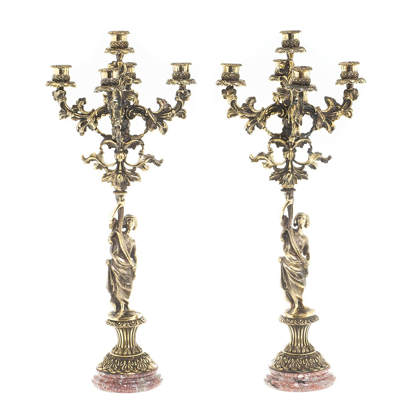 Подсвечники из бронзы на 10 свечей на подставке из камня креноид Stone Candlestick Бронза Подсвечники из бронзы на 10 свечей на подставке из камня креноид Stone Candlestick Бронза в Костроме | Loft Concept