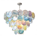 Люстра с каскадом из круглых разноцветных стеклянных дисков Mother of Pearl Iridescence варинант исполнения - 2 | Loft Concept в Костроме
