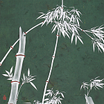 Обои ручная роспись Bamboo Argent on Edo Green painted silk варинант исполнения - 1 | Loft Concept в Костроме