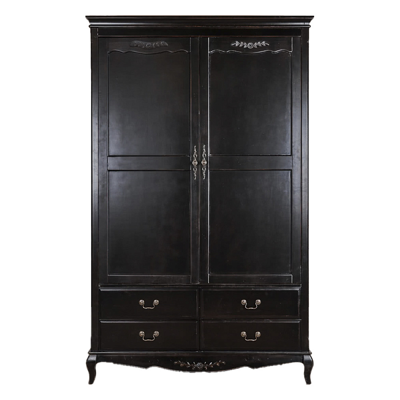 Шкаф черный с 4-мя ящиками и 2-мя дверцами в стиле Прованс Vintage Черный в Костроме | Loft Concept 