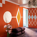 Обои ручная роспись Chez Nina by India Mahdavi Lantana colourway on Arancio dyed silk варинант исполнения - 1 | Loft Concept в Костроме