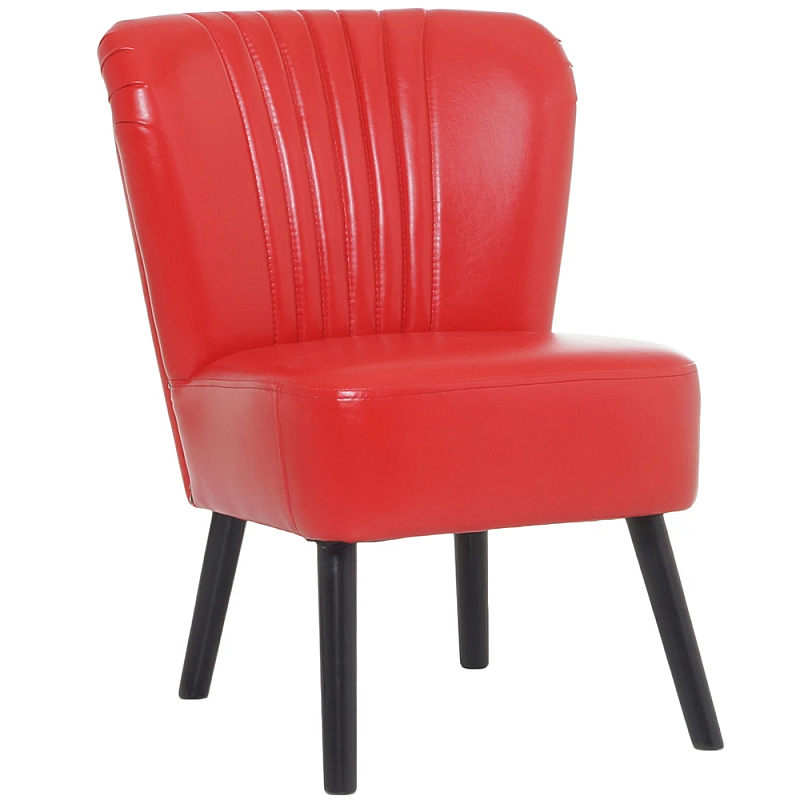 Кресло с обивкой из эко-кожи Harper Armchair Red Красный Черный Кресло с обивкой из эко-кожи Harper Armchair Red Красный Черный в Костроме | Loft Concept