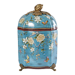 Ваза голубая с крышкой и цветочным узором Genuine Chinese Classics варинант исполнения - 1 | Loft Concept в Костроме