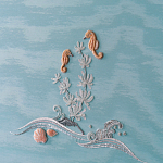 Обои с вышивкой ручной работы Amami Waves Moonbeam colourway on silk moire варинант исполнения - 5 | Loft Concept в Костроме