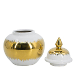 Ваза белая с крышкой и золотистыми фрагментами 24 см Chinoiserie Ceramics варинант исполнения - 2 | Loft Concept в Костроме