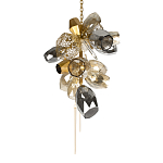 Люстра подвесная вытянутой формы с плафонами из стекла и металла с тремя вертикальными подвесками Gilded Mirage  варинант исполнения - 8 | Loft Concept в Костроме