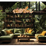 Люстра круглая на золотом каркасе с птичками и цветочным декором Miscellaneous herbs варинант исполнения - 10 | Loft Concept в Костроме