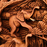 Панно из дерева пять слонов Panel With Animals варинант исполнения - 3 | Loft Concept в Костроме