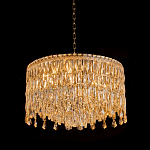 Люстра круглая с хрустальными подвесками на золотистом каркасе Roul Crystal Light варинант исполнения - 3 | Loft Concept в Костроме