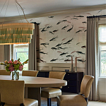 Обои ручная роспись Fishes Blue Pearl on Tarnished Silver gilded silk with pearlescent antiquing варинант исполнения - 3 | Loft Concept в Костроме