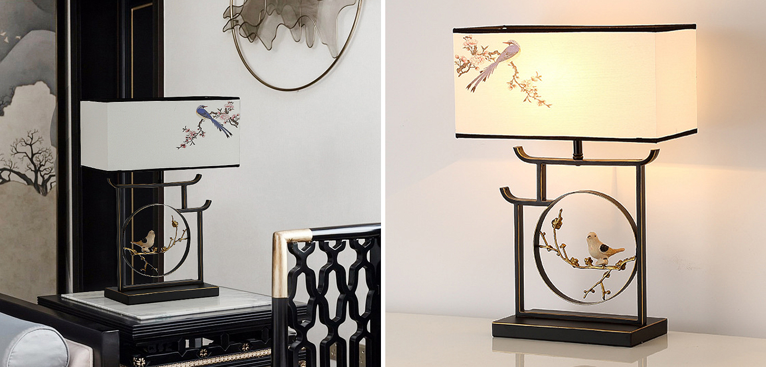 Настольная лампа с абажуром Bird Chinese Style Modern Table Lamp Настольная лампа с абажуром Bird Chinese Style Modern Table Lamp - Loft-Concept в Костроме