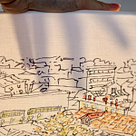 Настольная лампа с принтом на белом тканевом абажуре Roof Garden Lamp варинант исполнения - 2 | Loft Concept в Костроме