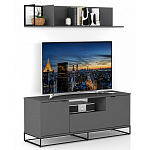 ТВ-тумба цвета графит с  2-мя дверцами и ящиком Strict Lines варинант исполнения - 6 | Loft Concept в Костроме