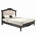 Кровать черная из массива бука с основанием и мягким изголовьем Black Provence варинант исполнения - 1 | Loft Concept в Костроме