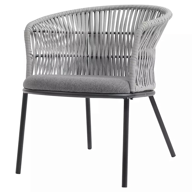 Кресло с декоративным плетением на спинке и подлокотниках Armchair Weaving Серый Светло-серый Темно-серый Кресло с декоративным плетением на спинке и подлокотниках Armchair Weaving Серый Светло-серый Темно-серый в Костроме | Loft Concept