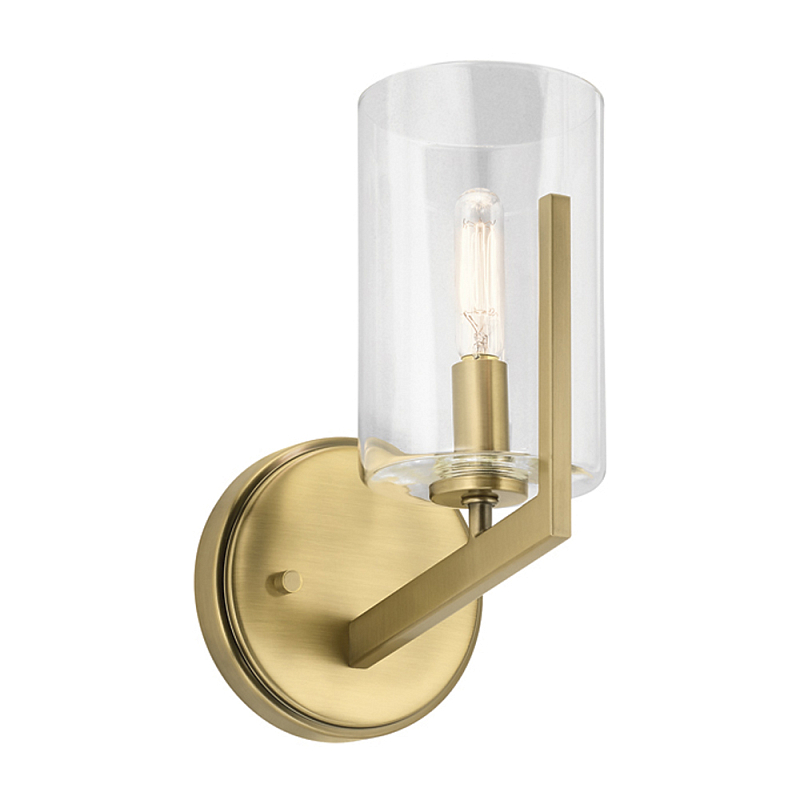 Бра с прозрачным плафоном в форме цилиндра Kichler Латунь Серебряный в Костроме | Loft Concept 