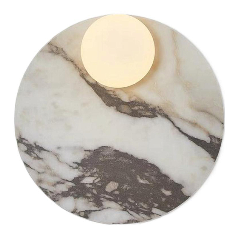 Бра круглое с каменным основанием и плафоном из стекла Shaw Marble Lighting Бежевый Бра круглое с каменным основанием и плафоном из стекла Shaw Marble Lighting Бежевый в Костроме | Loft Concept
