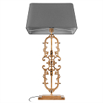Настольная лампа на ажурном чугунном основании с тканевым серым абажуром Openwork Lamp варинант исполнения - 3 | Loft Concept в Костроме