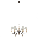 Люстра на металлическом основании с 6-ю белыми тканевыми абажурами Terrain варинант исполнения - 1 | Loft Concept в Костроме