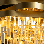 Люстра цвета матового золота с металлическими лентами и длинными прозрачными подвесками Gilded Waves варинант исполнения - 5 | Loft Concept в Костроме