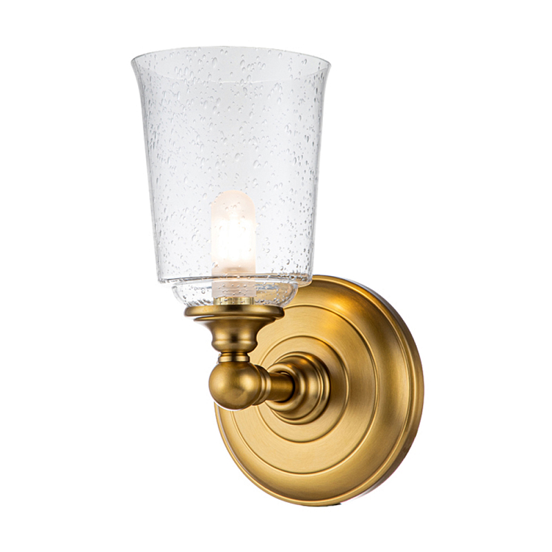 Бра для ванных комнат с прозрачным плафоном из стекла с пузырьками на основании цвета латунь Feiss Матовая латунь Прозрачное Стекло в Костроме | Loft Concept 