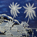 Картина ручная вышивка бисером Ночной пейзаж Night Boat Bay варинант исполнения - 3 | Loft Concept в Костроме