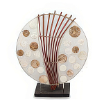 Настольная лампа из перламутра и дерева на подставке Indonesian Round Shell варинант исполнения - 3 | Loft Concept в Костроме
